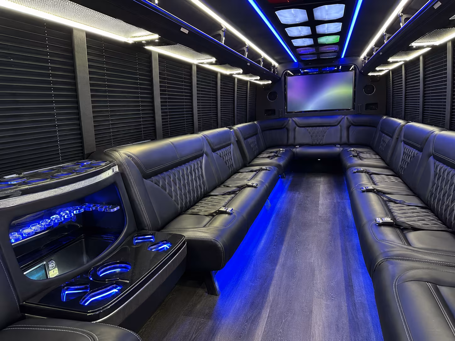 beaumont 20 passenger party bus inside
