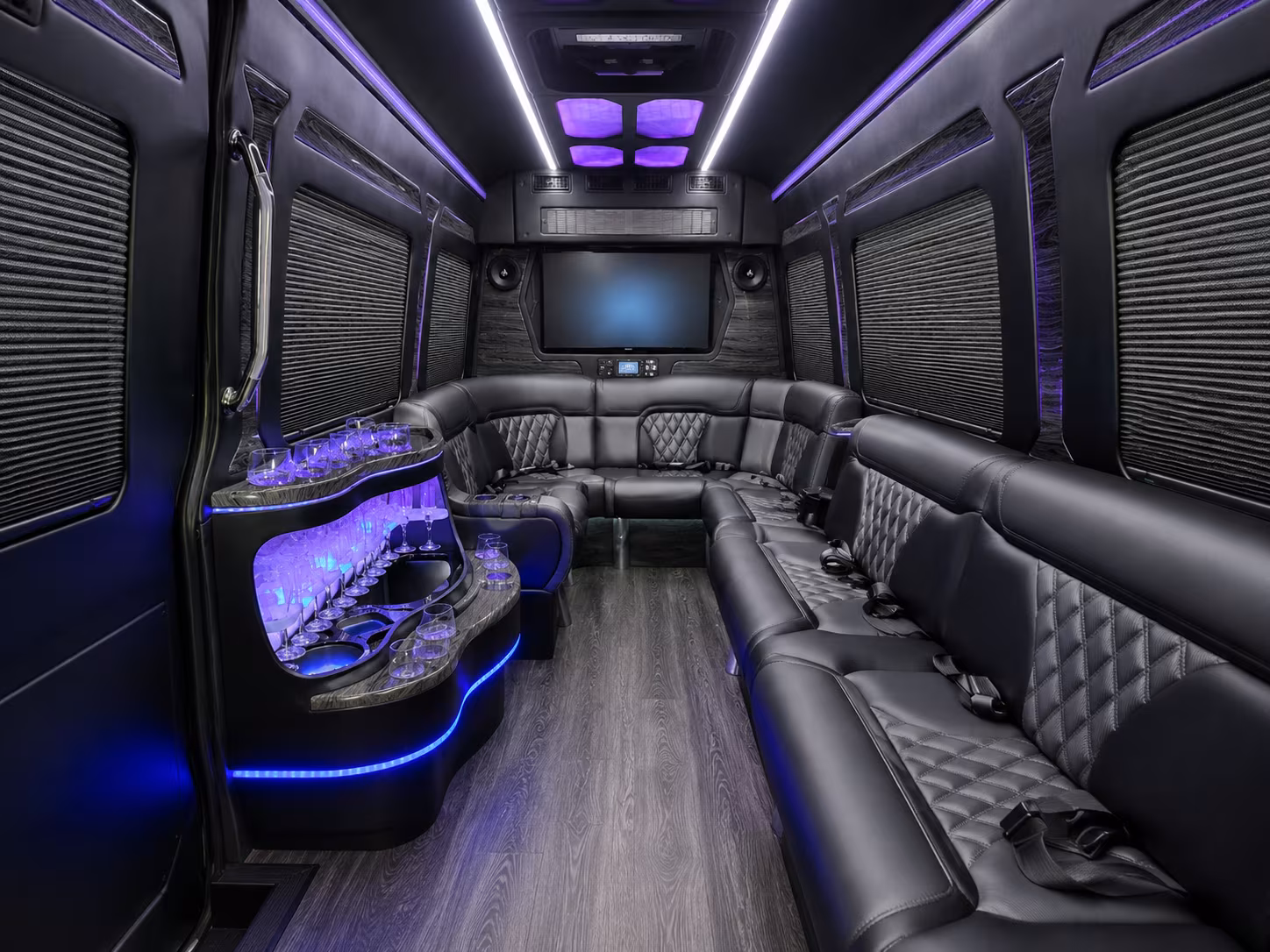 beaumont 40 passenger party bus interior