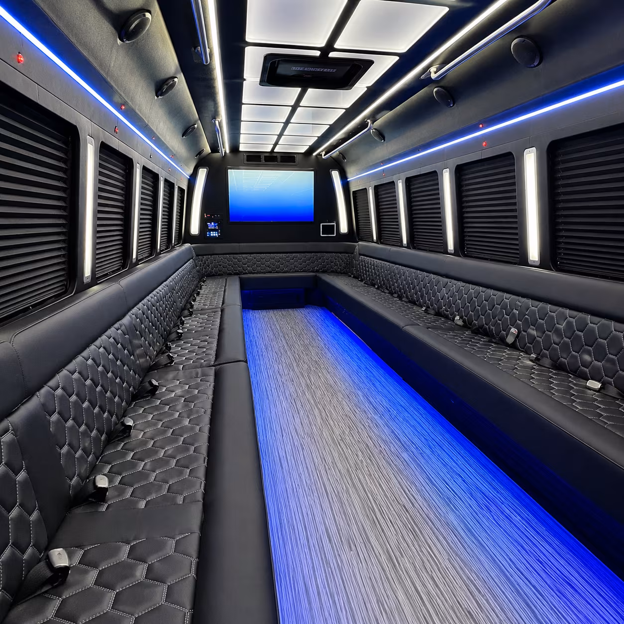 beaumont 50 passenger party bus inside